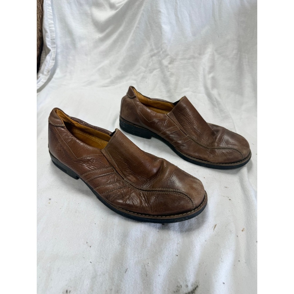 Sandro Moscoloni Mens 10D Brown Leather Slip On Loafers Bicycle Toe Brazil